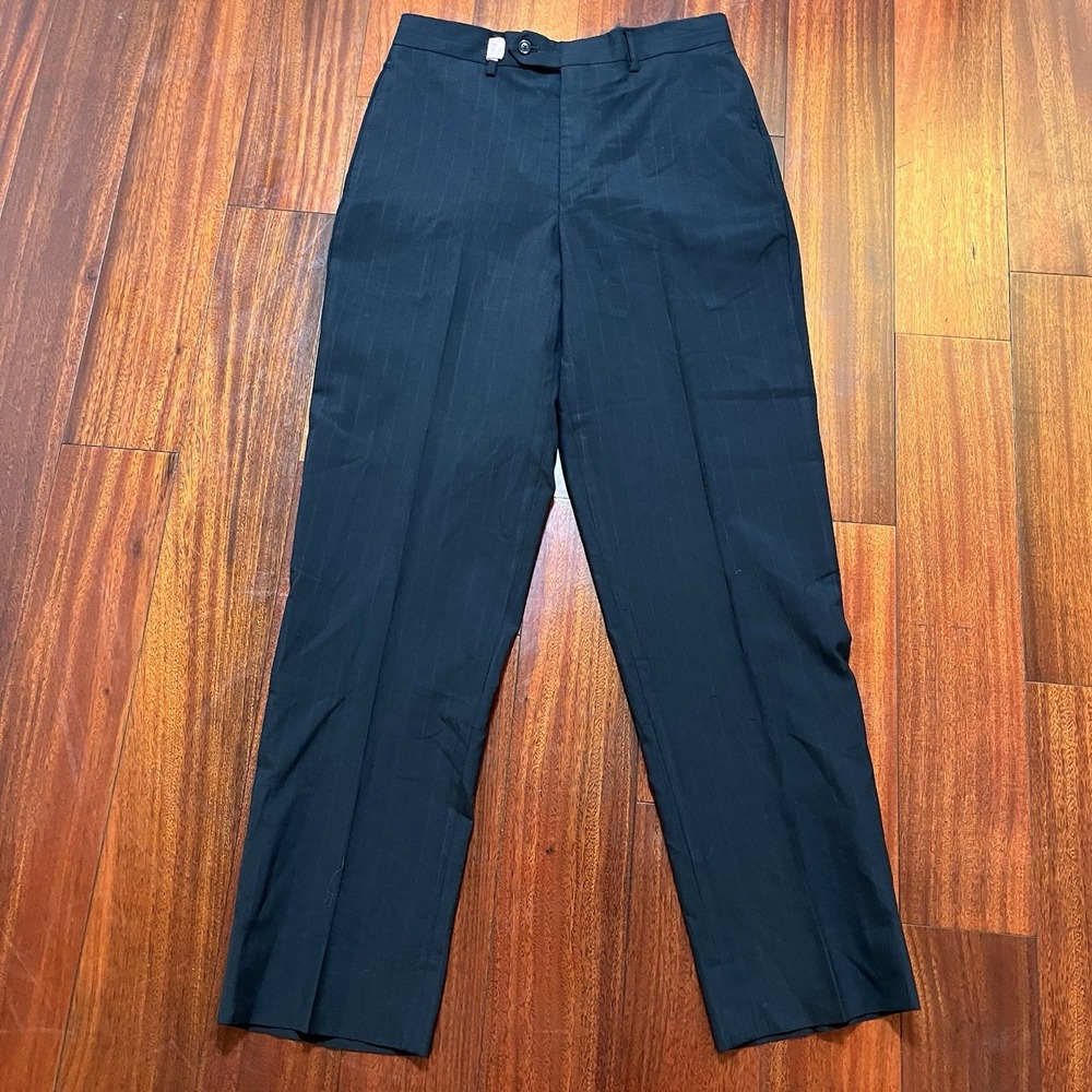 Jos. A . Bank Pants Mens 30x31 Blue Striped 100% Wool Preppy 1171-01034-1305